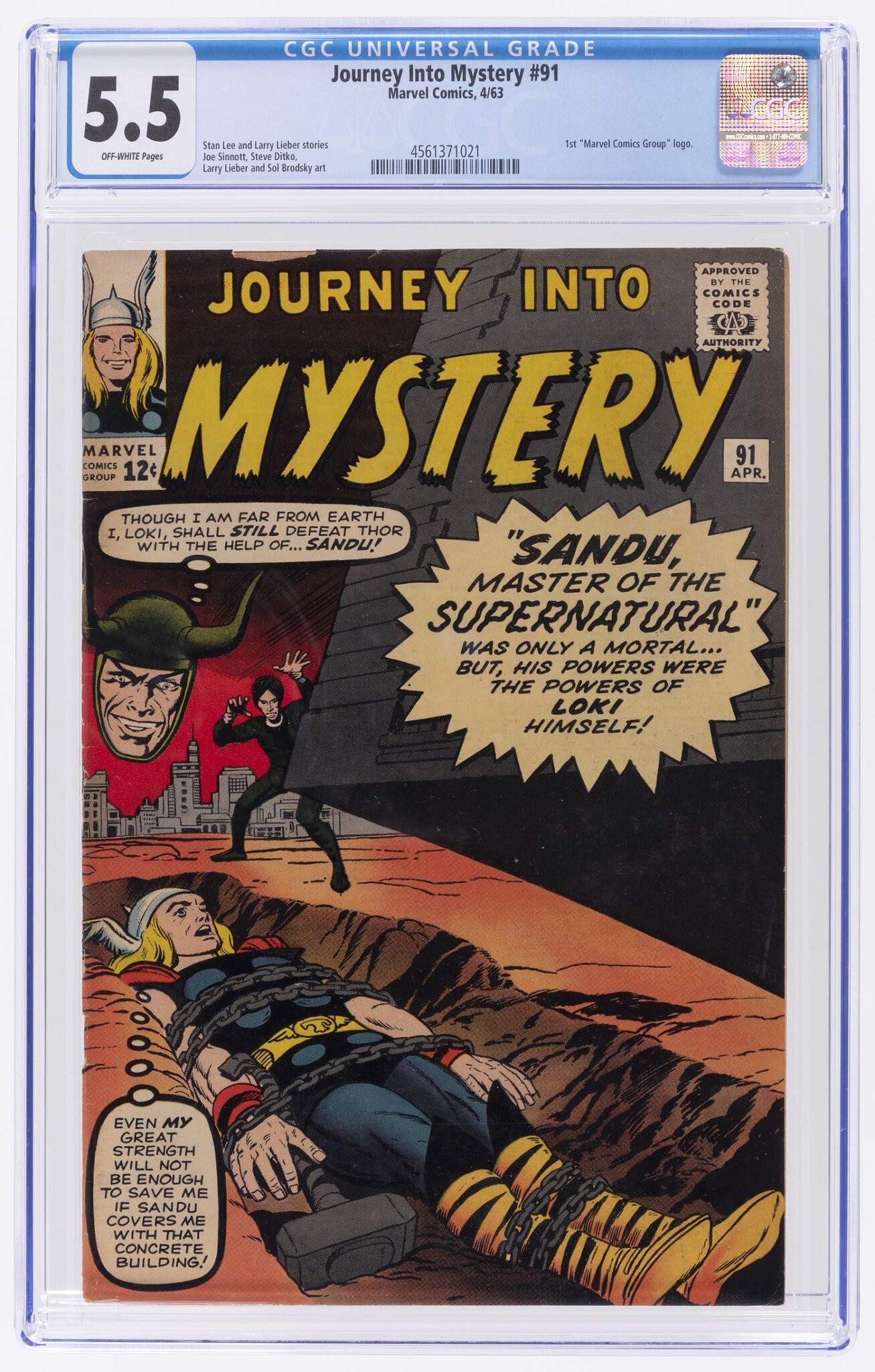 Journey Into Mystery #91 (aprile 1963, Marvel) CGC 5.5 - Early Thor vs. Loki Battle - Foto 1 di 1